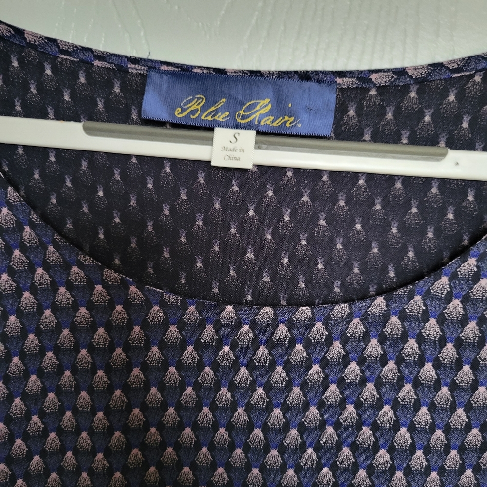 Navy Patterned Mini Dress - Picture 2 of 7